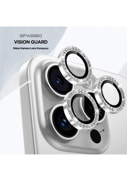 iPhone 16 Pro Kristal Taşlı Kamera Lens Koruyucu | Anti-Reflective & Anti-Fog Özellikli Premium Koruma | Spasibo Vision Guard