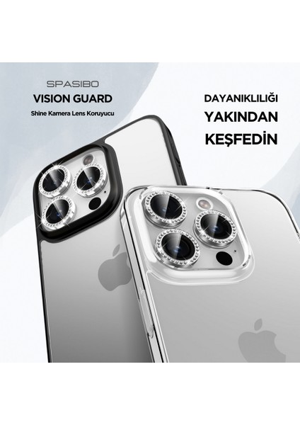 iPhone 16 Pro Kristal Taşlı Kamera Lens Koruyucu | Anti-Reflective & Anti-Fog Özellikli Premium Koruma | Spasibo Vision Guard modelleri