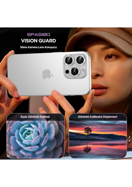 iPhone 16 Pro Kristal Taşlı Kamera Lens Koruyucu | Anti-Reflective & Anti-Fog Özellikli Premium Koruma | Spasibo Vision Guard fırsatları