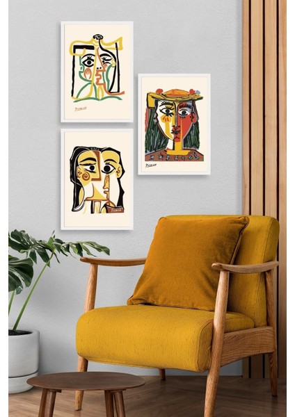 Picasso Üçlü Ahşap Çerçeveli Tablo modelleri