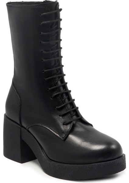 Siyah Casual Deri Kadın Bot