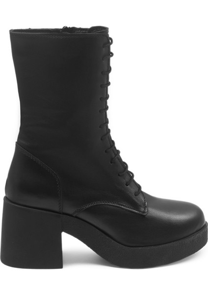 Siyah Casual Deri Kadın Bot modelleri