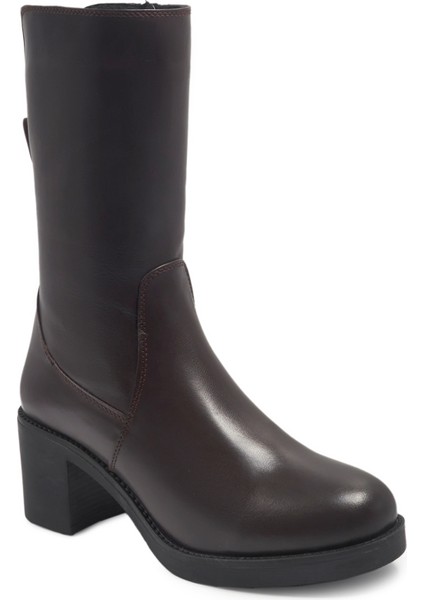 Kahverengi Klasik Deri Kadın Çizme