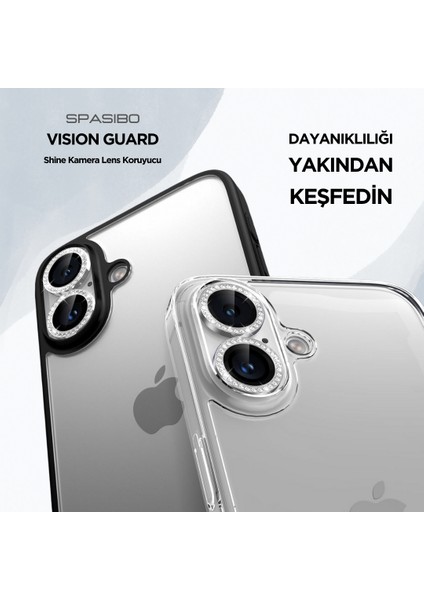 iPhone 16 Plus Kristal Taşlı Kamera Lens Koruyucu | Spasibo Vision Guard modelleri