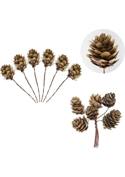 Yılbaşı Ağacı Süsleri Telli Mini Kozalak Dekoratif Çam Ağaç Süsü 12'li fiyatları