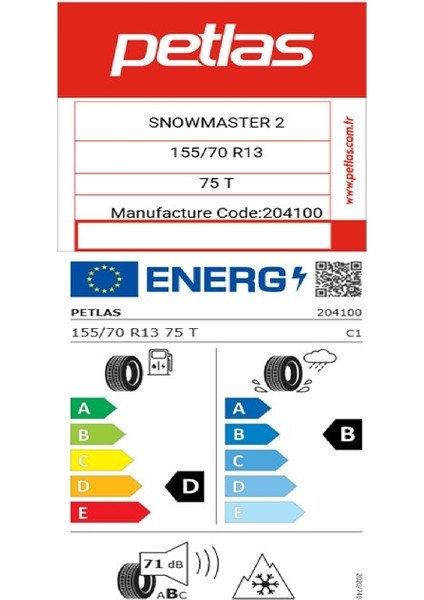 155/70 R13 Tl 75T Snowmaster 2 Oto Kış Lastiği (Üretim TARIHI:2024) fiyatları