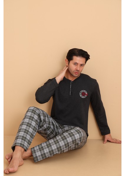Flk 7014 Interlok Kışlık Ekose Pijamalı Erkek Pijama Takımı fiyatları