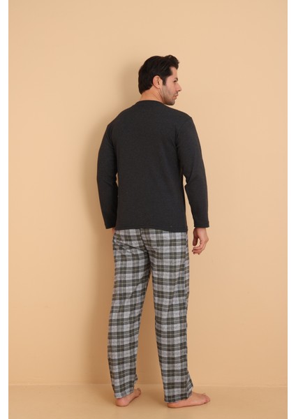 Flk 7014 Interlok Kışlık Ekose Pijamalı Erkek Pijama Takımı indirimleri