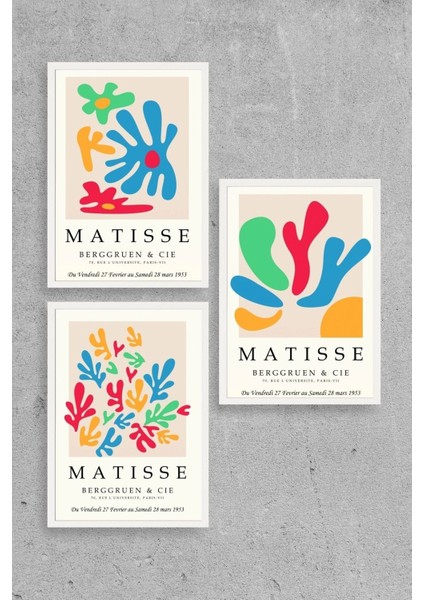Matisse Üçlü Ahşap Çerçeveli Tablo