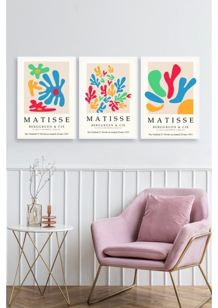 Matisse Üçlü Ahşap Çerçeveli Tablo fiyatları