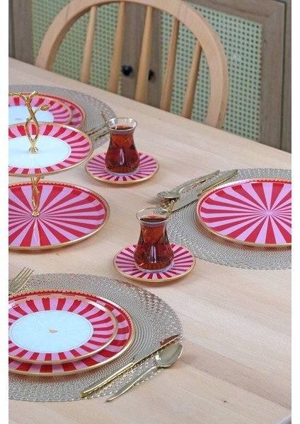 Glore Pink Line 12 Parça 6 Kişilik Çay Takımı modelleri