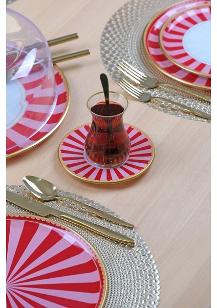 Glore Pink Line 12 Parça 6 Kişilik Çay Takımı fırsatları