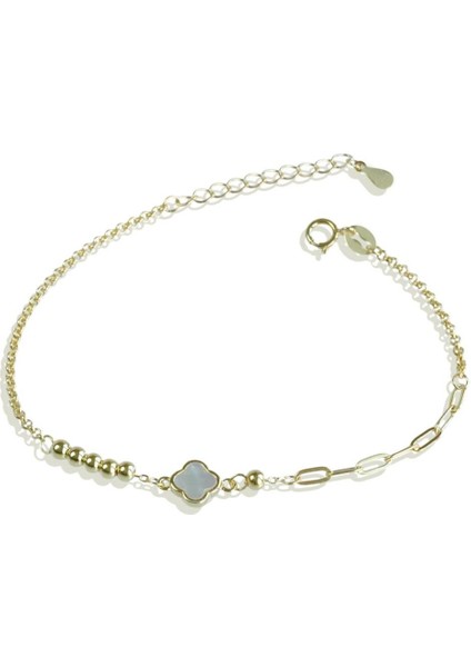 Yonca Sedefli Trend Gold Gümüş Bileklik fırsatları