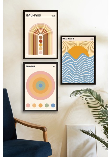 Bauhaus Üçlü Ahşap Çerçeveli Tablo fiyatları