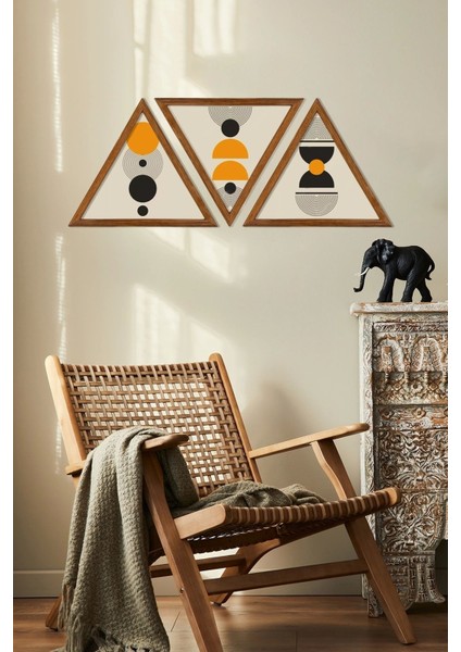 Dekoratif Üçgen Çerçeveli Ahşap Tablo Set fiyatları