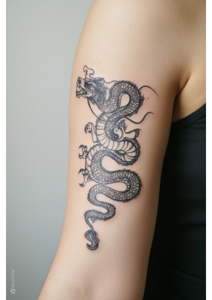 Ejderha Yinyang Dövmesi Mini Tattoo