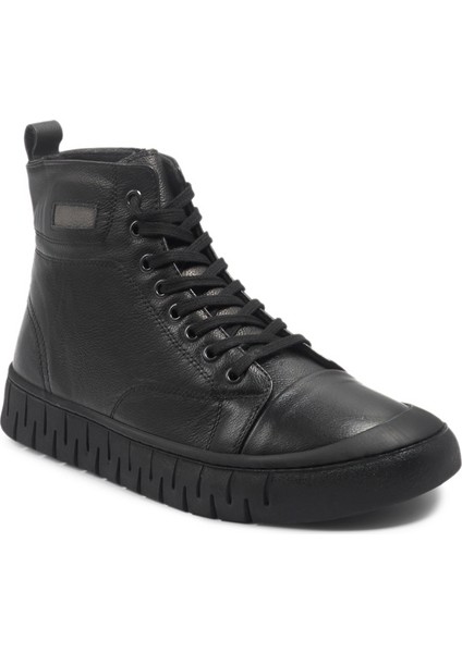 Siyah Hakiki Deri Casual Erkek Bot