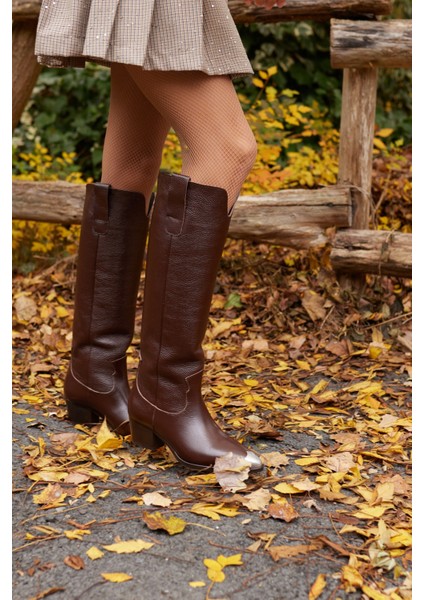 Smash Kadın Bordo Gercek Deri Western Çizme