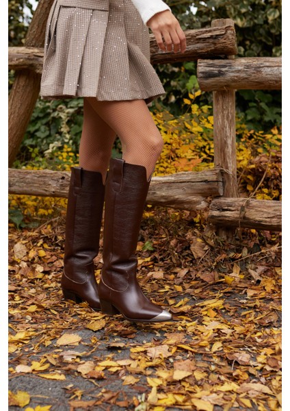 Smash Kadın Bordo Gercek Deri Western Çizme