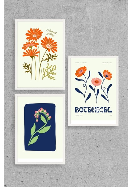 Botanik Üçlü Ahşap Çerçeveli Tablo fiyatları