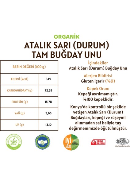 Atalık Sarı (Durum) Tam Buğday Unu - 1 Kilo modelleri