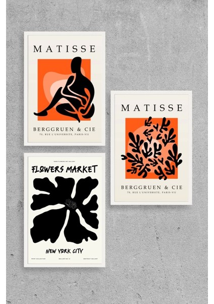 Matisse Üçlü Ahşap Çerçeveli Tablo