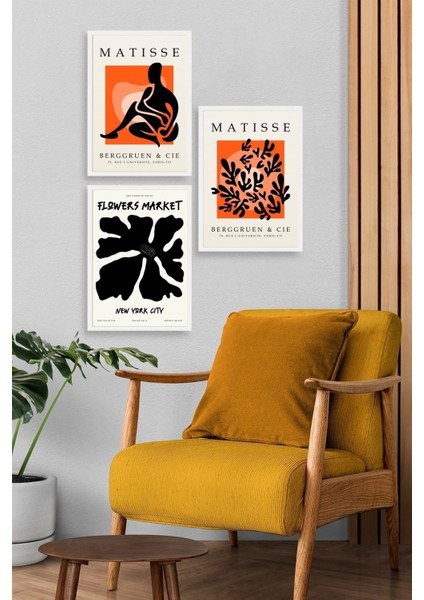 Matisse Üçlü Ahşap Çerçeveli Tablo modelleri
