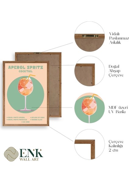Aperol Spritz Ahşap Çerçeveli Tablo fırsatları