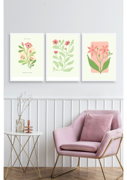Botanik Üçlü Ahşap Çerçeveli Tablo fiyatları