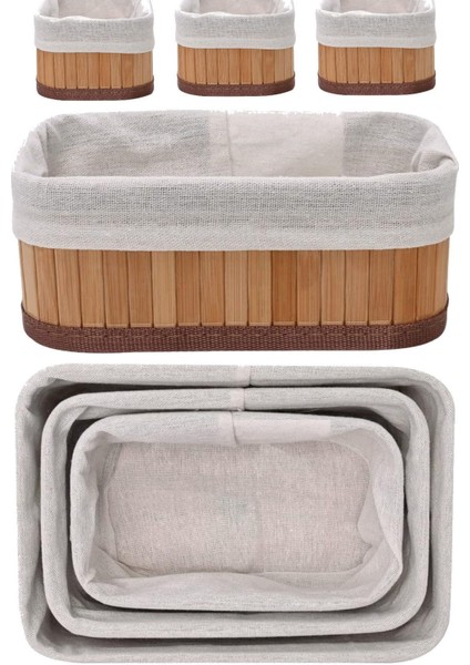 Bambu Üçlü Sepet Mutfak Çeyizlik 3 Boy Kaliteli 3 Parça Ekmek Sepeti Meyve Sofra Aksesauarı