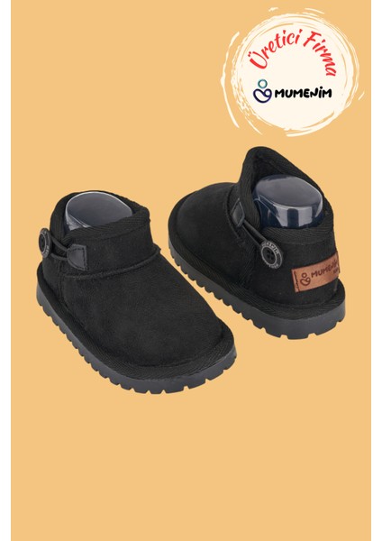 Kodiaq Unisex Çocuk ve Bebek Kışlık Süet Siyah Bot | Ortopedik Kaymaz Taban, Sıcak Tutan Kürklü Bot