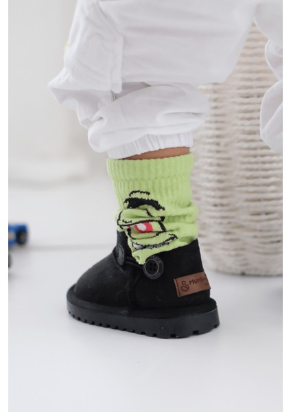 Kodiaq Unisex Çocuk ve Bebek Kışlık Süet Siyah Bot | Ortopedik Kaymaz Taban, Sıcak Tutan Kürklü Bot