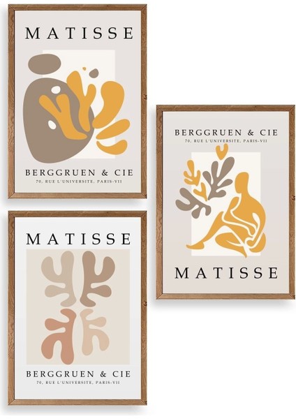 Matisse Üçlü Ahşap Çerçeveli Tablo