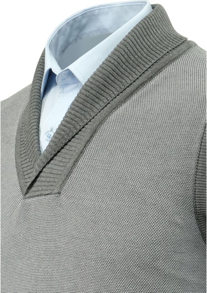 Erkek Şal Yaka Triko Süveter Noktalı Desen Klasik Kalıp - 5250H modelleri