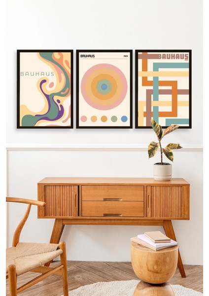 Bauhaus Üçlü Ahşap Çerçeveli Tablo modelleri