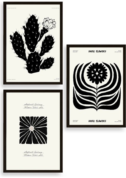 Modern Üçlü Ahşap Çerçeveli Tablo