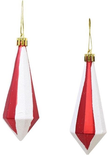 Yılbaşı Ağaç Süsü Kristal Şekilli Kırmızı-Beyaz 11 cm 2'li fiyatları