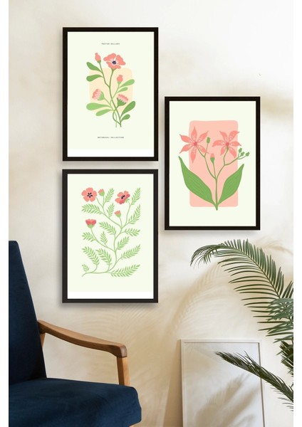 Botanik Üçlü Ahşap Çerçeveli Tablo fiyatları