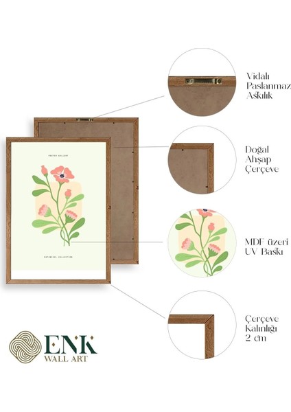 Botanik Üçlü Ahşap Çerçeveli Tablo fırsatları