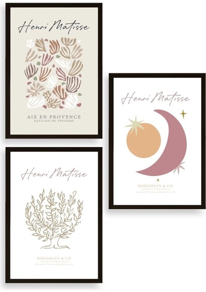 Matisse Üçlü Ahşap Çerçeveli Tablo