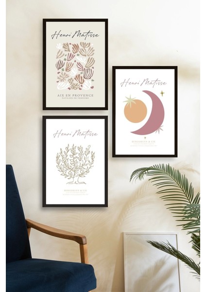 Matisse Üçlü Ahşap Çerçeveli Tablo fiyatları