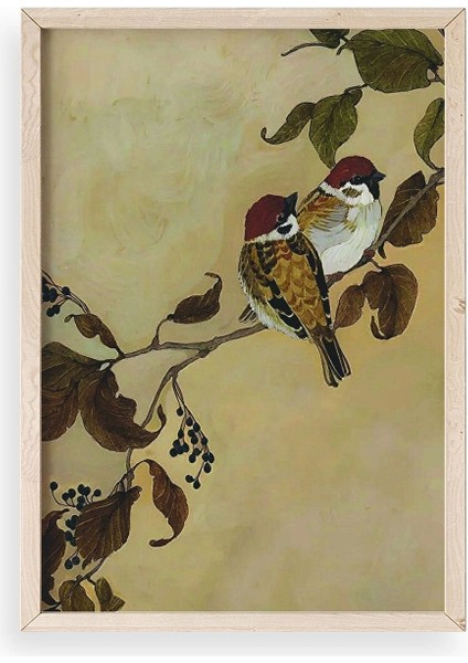 Kuş Ahşap Çerçeveli Tablo