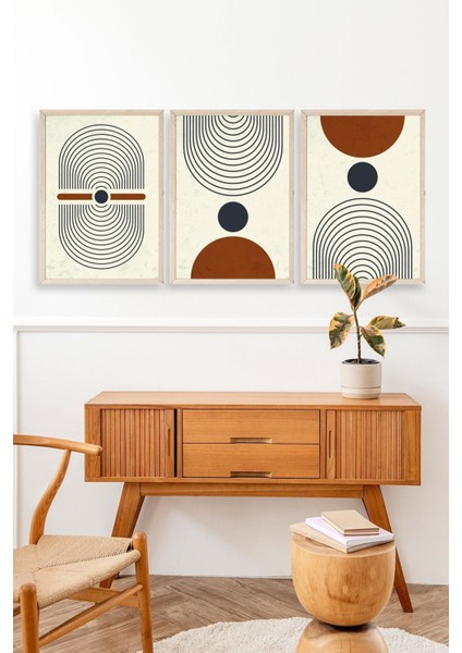 Rahatlatıcı Şekiller Üçlü Ahşap Çerçeveli Tablo modelleri