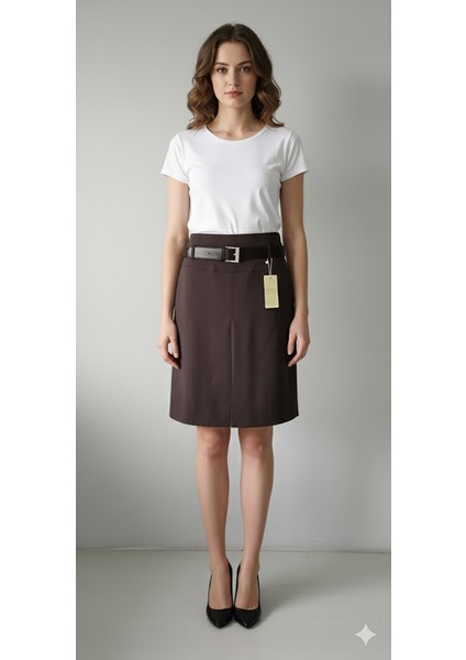 Kadın Etek 65 cm Boyunda Astarlı A Pile Mevsimlik 722