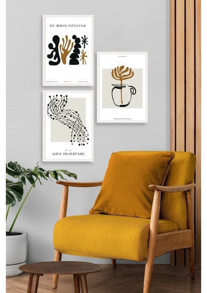 Modern Üçlü Ahşap Çerçeveli Tablo modelleri