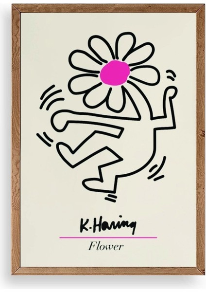 Soyut Çiçek Adam Ahşap Çerçeveli Tablo