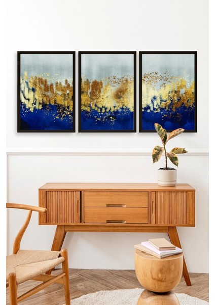 Soyut Üçlü Ahşap Çerçeveli Tablo fiyatları