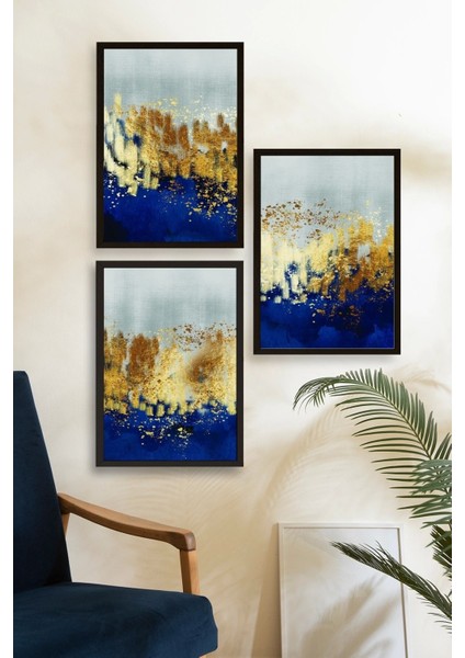 Soyut Üçlü Ahşap Çerçeveli Tablo modelleri