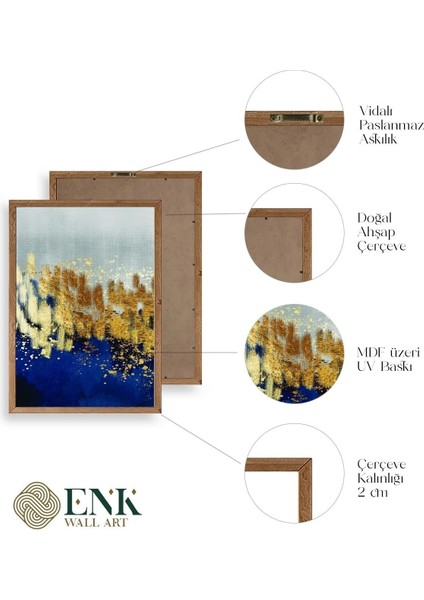 Soyut Üçlü Ahşap Çerçeveli Tablo fırsatları