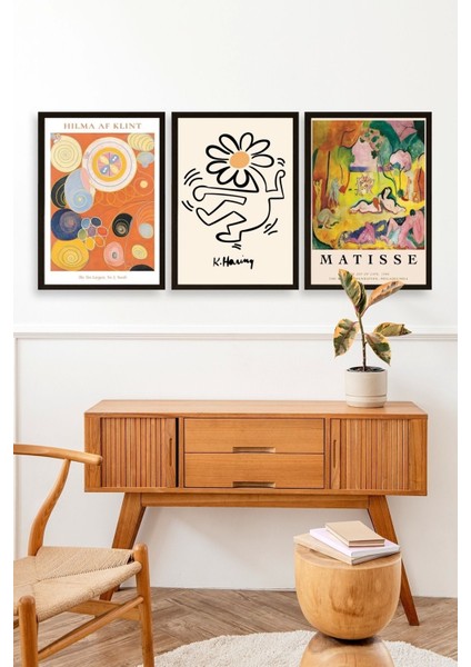 Ünlü Tablolar Üçlü Ahşap Çerçeveli Tablo modelleri